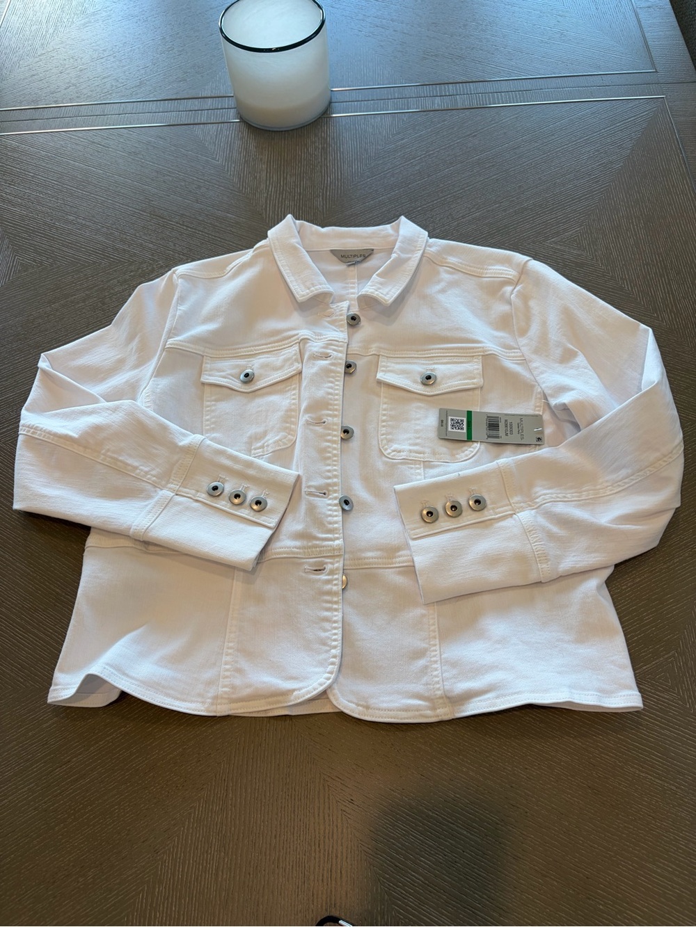 Multiples White Denim-Style Button Jacket